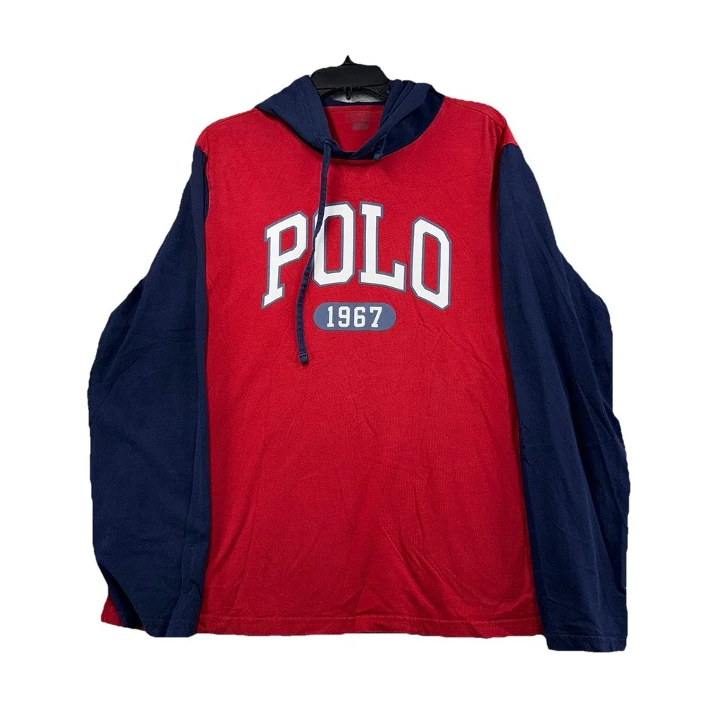 Polo Ralph Lauren 1967 Spell Out USA Colorblock Lightweight Hoodie Size Large